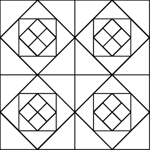 Tessellation With Squares And Triangles Coloring Page